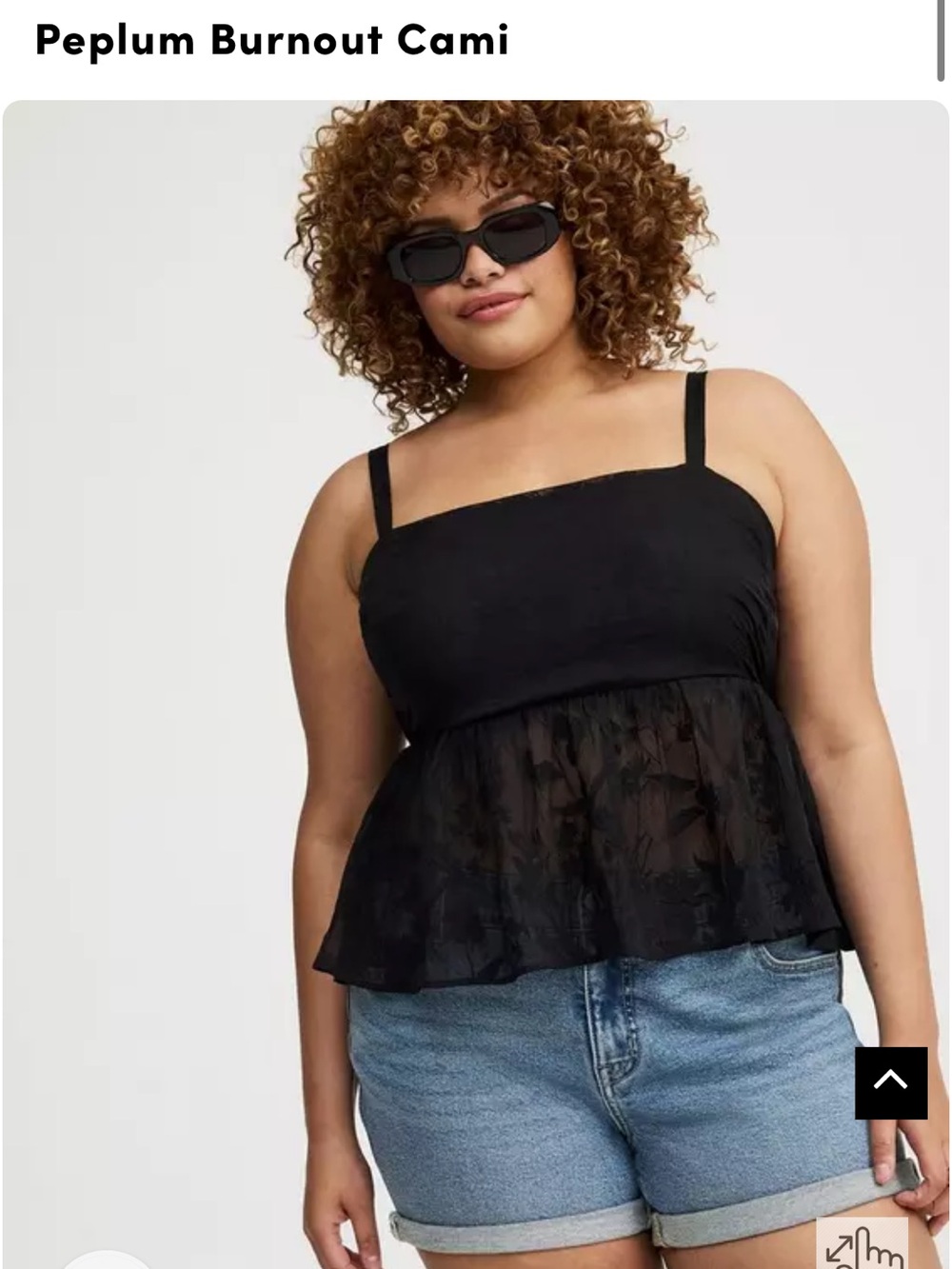 Torrid Peplum Burnout Cami - Black 3X 22/24